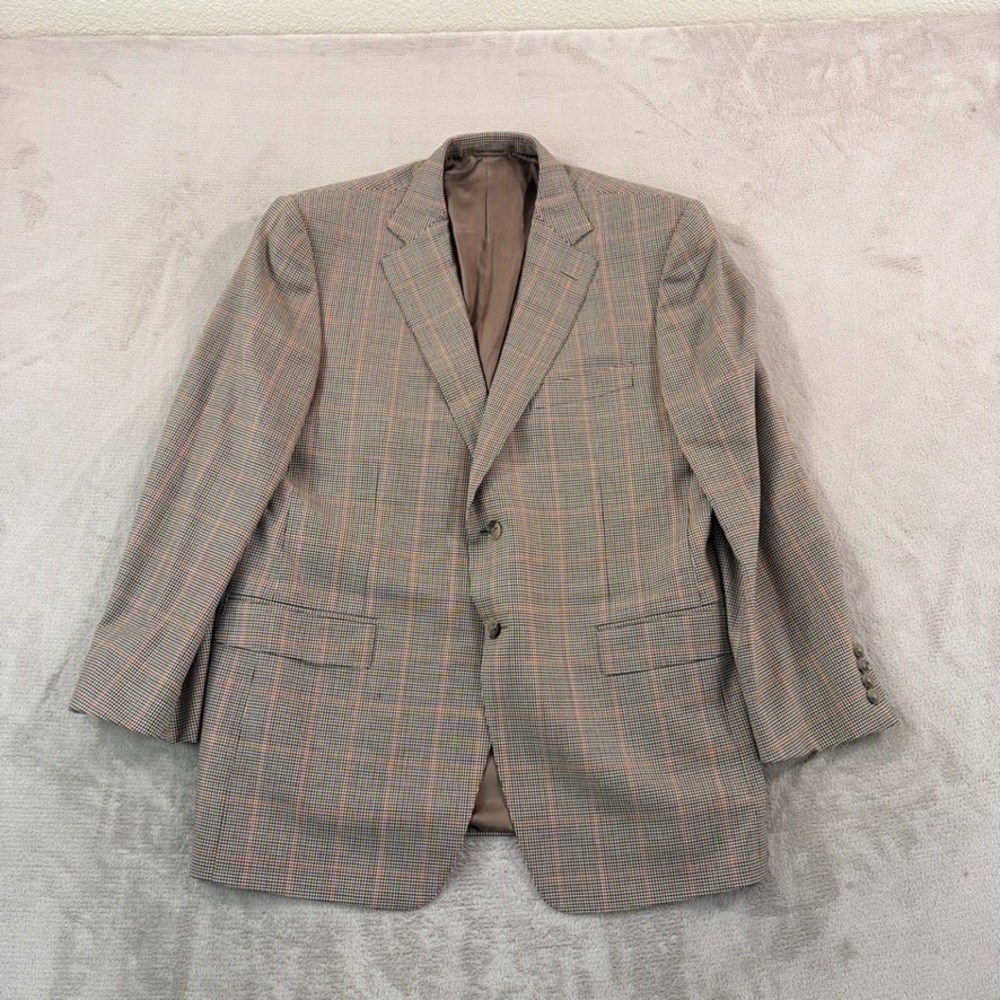 Ermenegildo Zegna 2 Button Blazer Sports Coat Men 44R Houndstooth Wool Designer